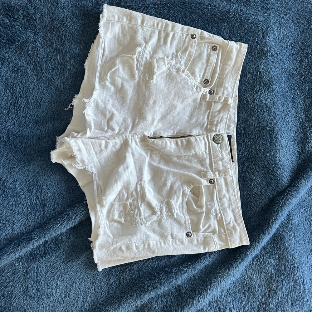 Women's Distressed White Shorts